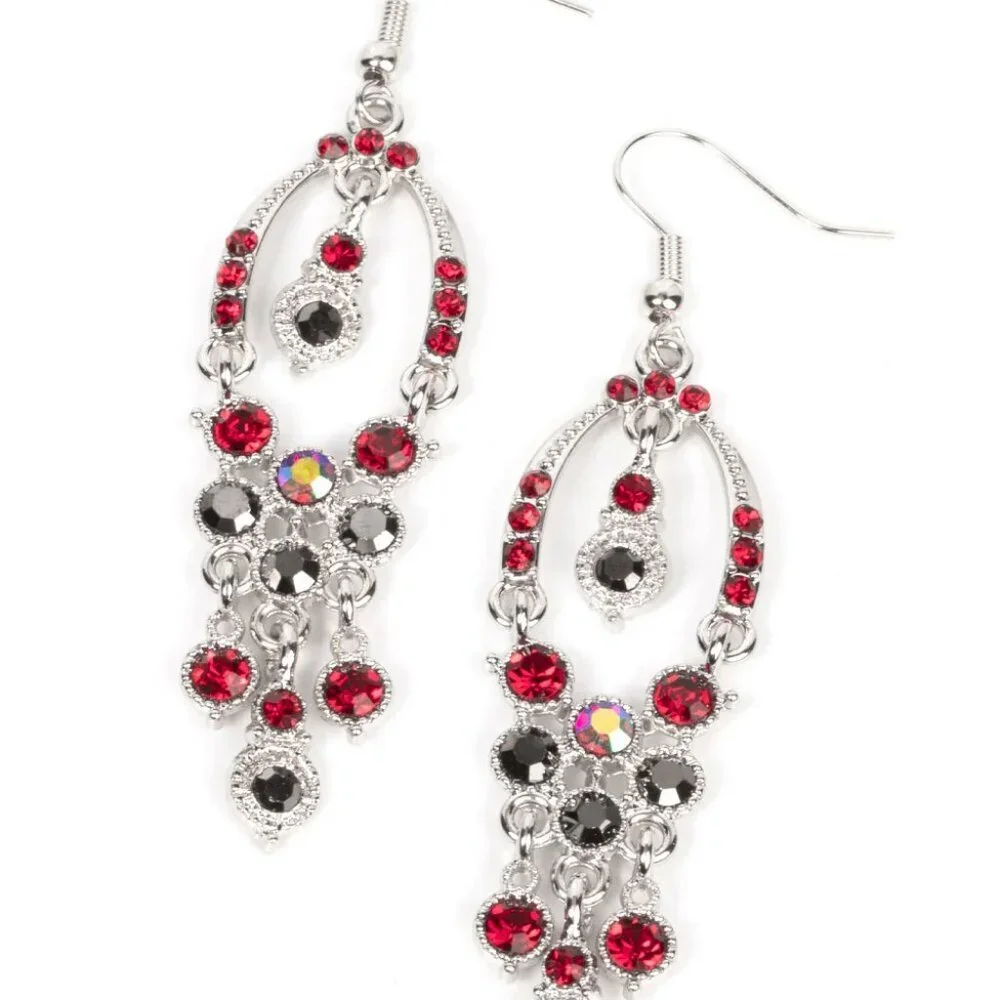 Paparazzi Jewelry Accessories - Sophisticated Starlet - Red Earrings - Vintage